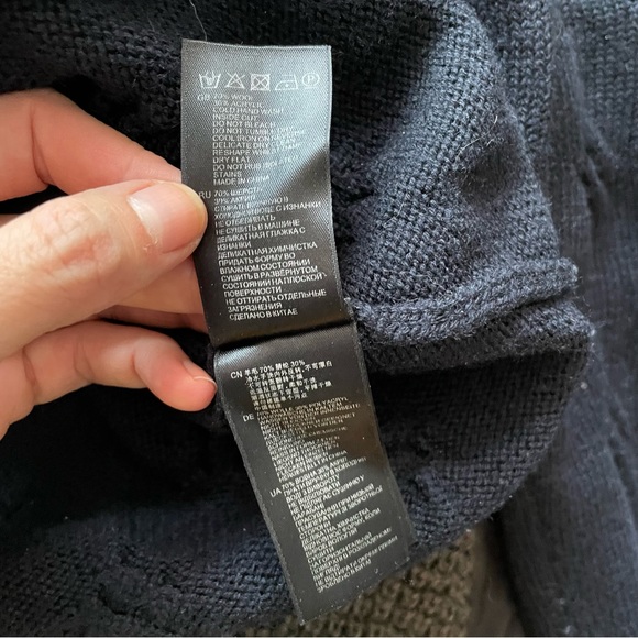 Men Reiss Textured Sweater Navy Blue, Small - Picture 6 of 6